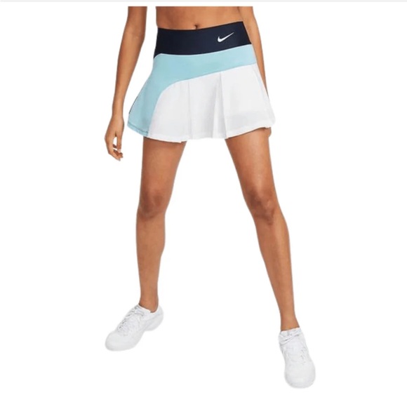 Nike Court Dri-Fit Advantage Hybrid Tennis Skirt Skort White Sky Blue Navy Sz M - Picture 1 of 7